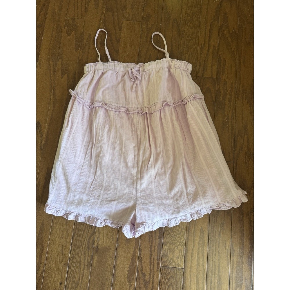 The Post Pink Ruffle Romper Womens L Boho Cottagecore Soft Girl Lounge